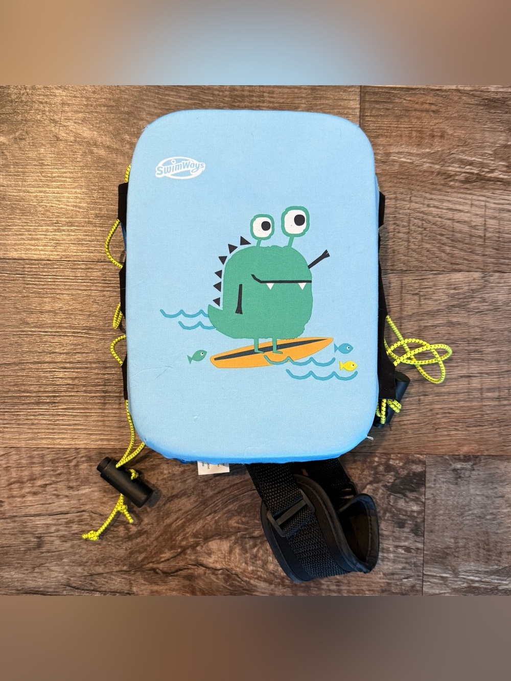SwimWays Power Swimr Kids Step 3 Float Vest Blue Monster Medium 35-55 Pounds